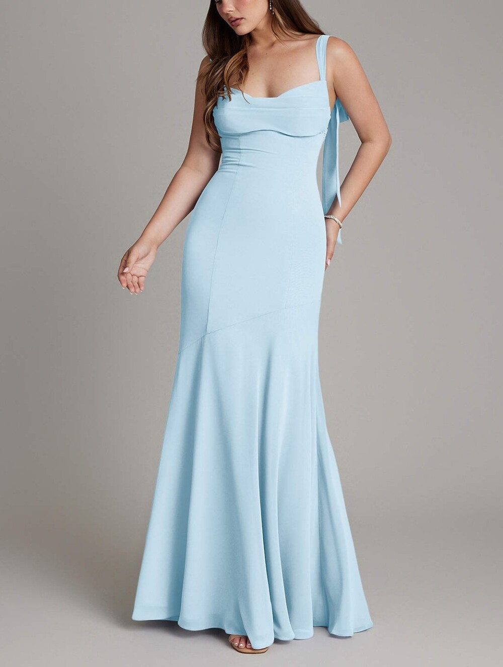Azazie Carlotta Sky Blue Mermaid Sweetheart Neckline Chiffon Dress Bridesmaid